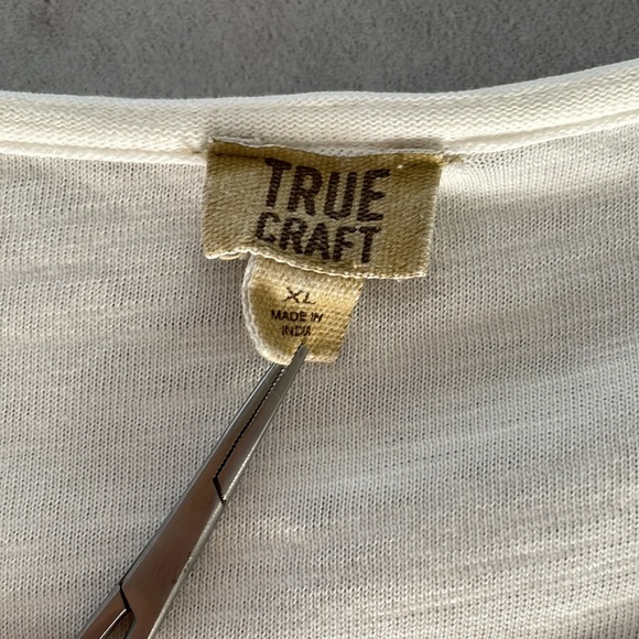 TRUE CRAFT rainbow crochet sleeves white shift dress 100% cotton size XL - Picture 5 of 8